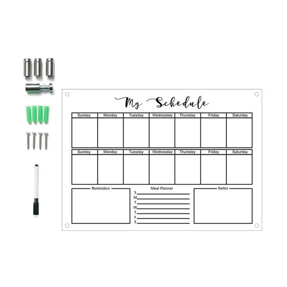 Acrylic Dry Erase Calendar for Wall Clear Wall Mounted Calendar Erasable Weekly Whiteboard for Planning Shopping Lists