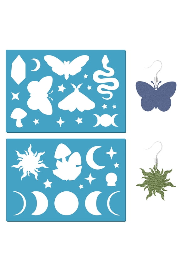 Acrylic Earring Handwork Template Card Leather Cutting Stencils Deep Sky Blue Butterfly Pattern 130x90x2mm 2pcs/set for DIY