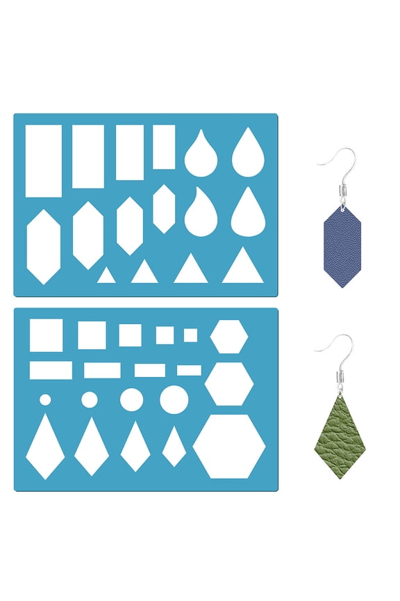 Acrylic Earring Handwork Template Card Leather Cutting Stencils Deep Sky Blue Geometric Pattern 130x90x2mm 2pcs/set for DIY