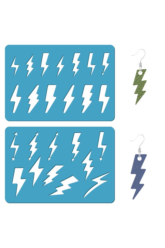 Acrylic Earring Handwork Template Card Leather Cutting Stencils Deep Sky Blue Lightning Pattern 130x90x2mm 2pcs/set DIY