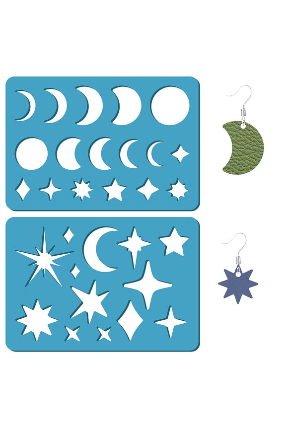 Acrylic Earring Handwork Template Card Leather Cutting Stencils Deep Sky Blue Moon Pattern 130x90x2mm 2pcs/set