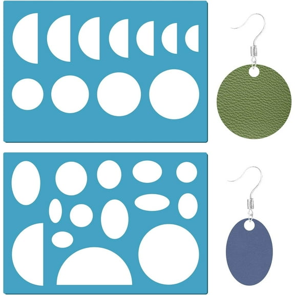 Acrylic Earring Handwork Template Card Leather Cutting Stencils Deep Sky Blue Round Pattern 130x90x2mm 2pcs/set