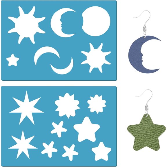 Acrylic Earring Handwork Template Card Leather Cutting Stencils Deep Sky Blue Star 130x90x2mm 2pcs/set DIY
