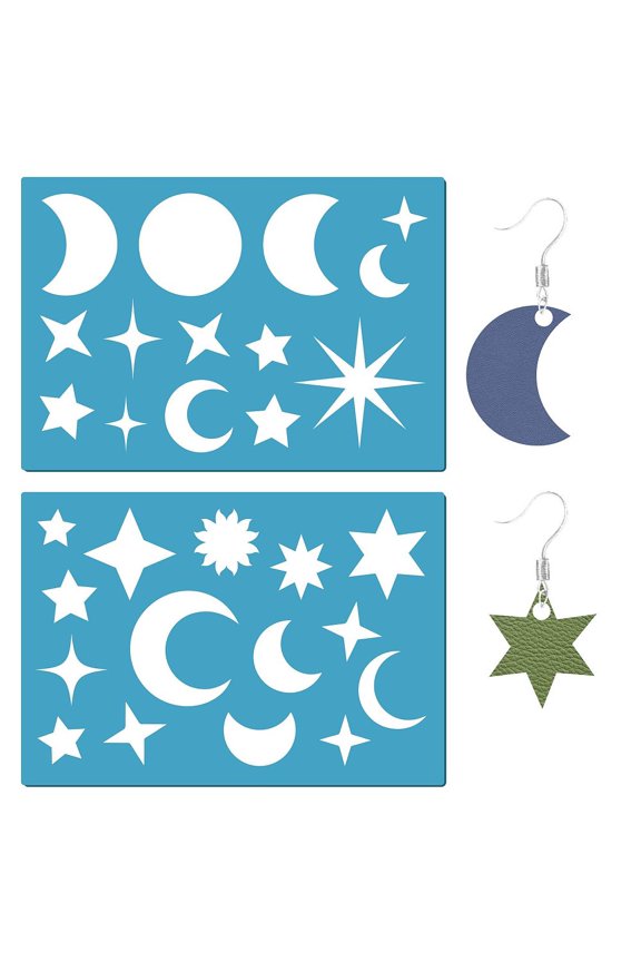 Acrylic Earring Handwork Template Card Leather Cutting Stencils Deep Sky Blue Star Pattern 130x90x2mm 2pcs/set diy