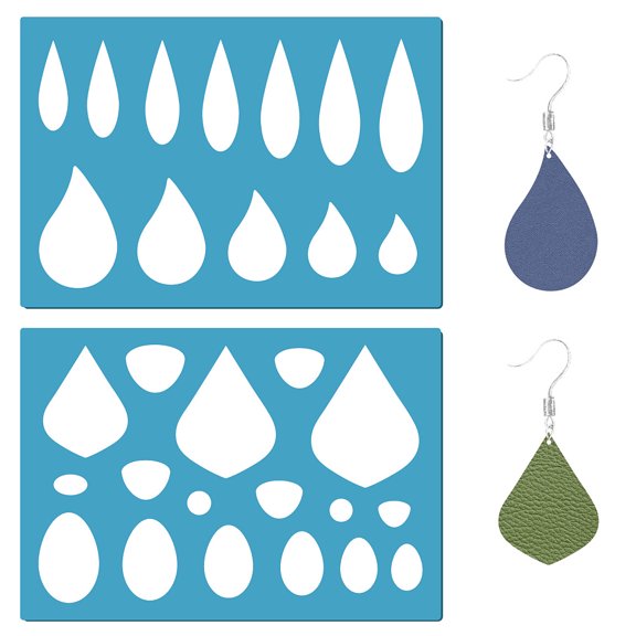 Acrylic Earring Handwork Template Card Leather Cutting Stencils Deep Sky Blue Teardrop Pattern 130x90x2mm 2pcs/set for diy