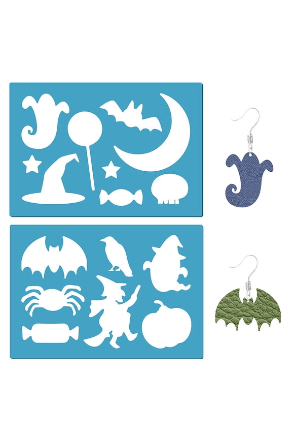 Acrylic Earring Handwork Template Card Leather Cutting Stencils Deep Sky Blue Themed Pattern 130x90x2mm 2pcs/set