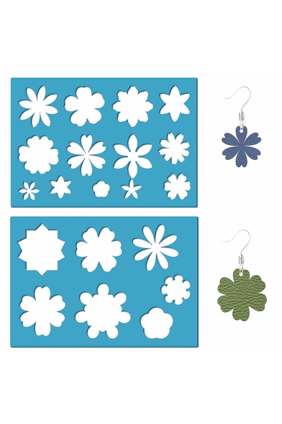 Acrylic Earring Handwork Template Card Leather Cutting Stencils Deep Sky Blue Triangle/Flower/Star Flower 130x90x2mm 2pcs/set
