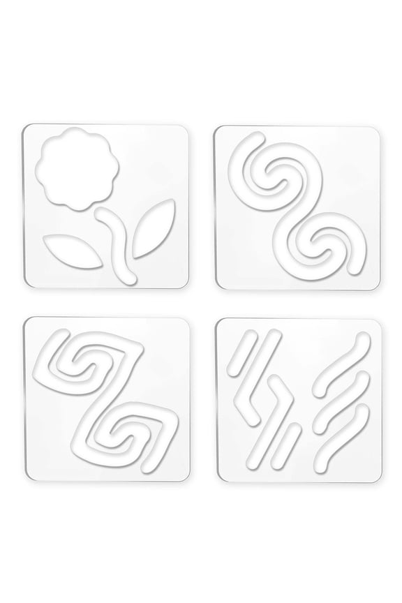 Acrylic Earring Handwork Template Card Leather Cutting Stencils Square Clear Flower Pattern 152x152x4mm 4 styles 1pc/style 4pcs/set DIY