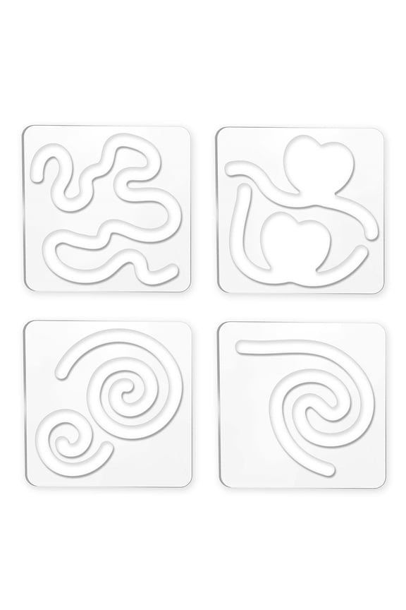 Acrylic Earring Handwork Template Card Leather Cutting Stencils Square Clear Mixed Patterns 152x152x4mm 4 styles 1pc/style 4pcs/set for DIY