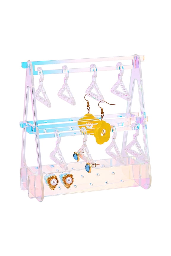 Acrylic Earring Holder Coat Hanger Jewelry Display 52 Holes Dangle Earring Hanging Organizer Acrylic Ear Studs Display Rack