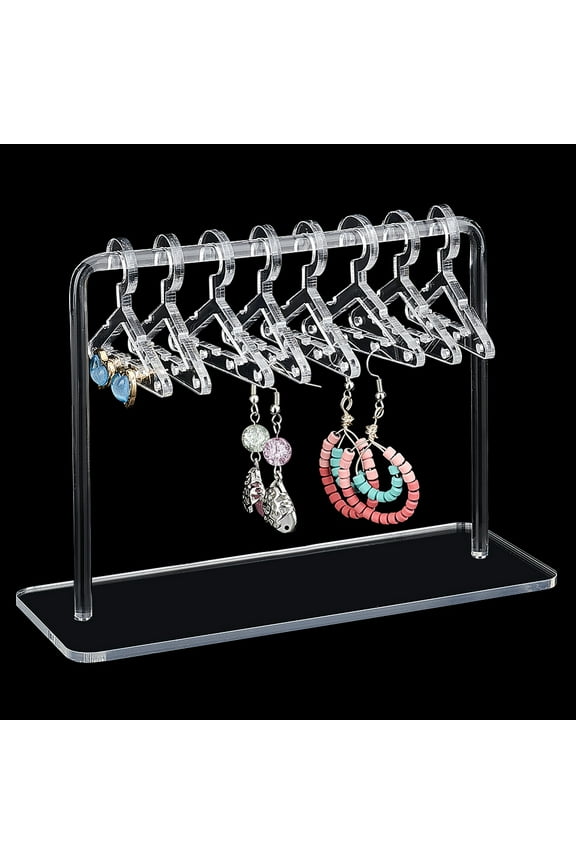 Acrylic Earring Holder Coat Hanger Shape Jewellery Display Dangle Earring Hanging Organizer Acrylic Ear Studs Display Rack for Retail Show Personal Exhibition 2.3x5.9x4.2inch/5.9x15x11cm