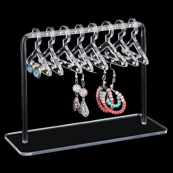 Acrylic Earring Holder Coat Hanger Shape Jewelry Display Dangle Earring Hanging Organizer Acrylic Ear Studs Display Rack for Retail Show Personal Exhibition 2.3x5.9x4.2inch