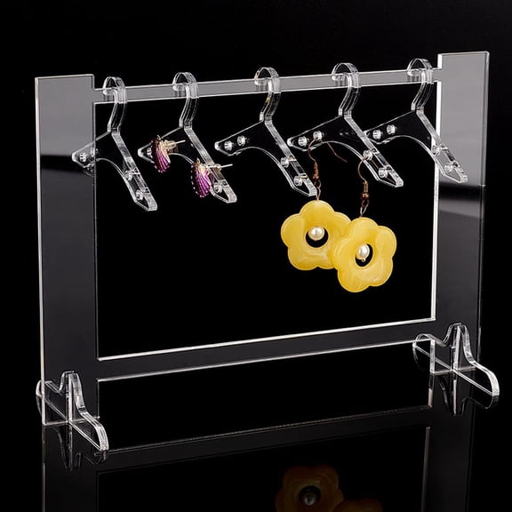 Acrylic Earring Holder Mini Coat Hanger Rack Clear Jewelry Display Dangle Earring Hanging Organizer Ear Studs Display Rack with 5 Hangers for Women 2.36x6.69x4.72inch 1box
