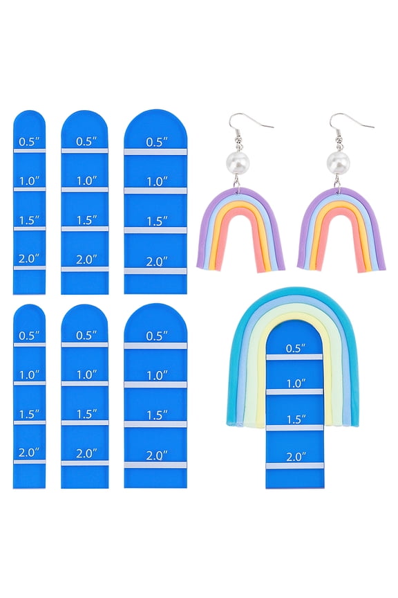 Acrylic Earring Pendant Making Tools Polymer Clay Rainbow Arch Guide Set for Earrings Craft Making Blue 59.5x9.5~19.5x2.5mm 3Pcs/set DIY