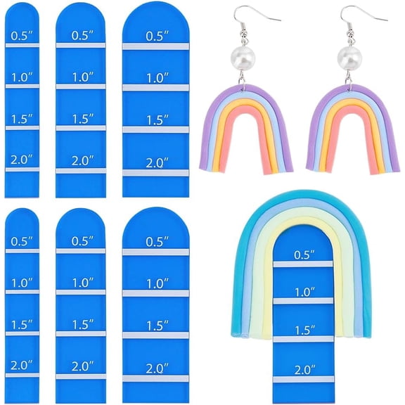 Acrylic Earring Pendant Making Tools Polymer Clay Rainbow Arch Guide Set for Earrings Craft Making Blue 59.5x9.5~19.5x2.5mm 3Pcs/set