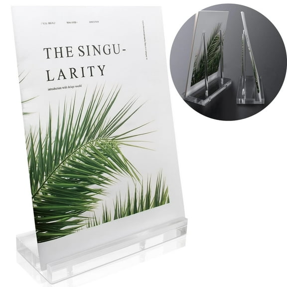 Acrylic Easel Book Display Stand,Tabletop Clear Book Display Stand,Clear Acrylic Plate Stand with Long Supporting Pegs,for Desktop Books,Art,Menus,7.8 x 3.5 x 0.7 in Base