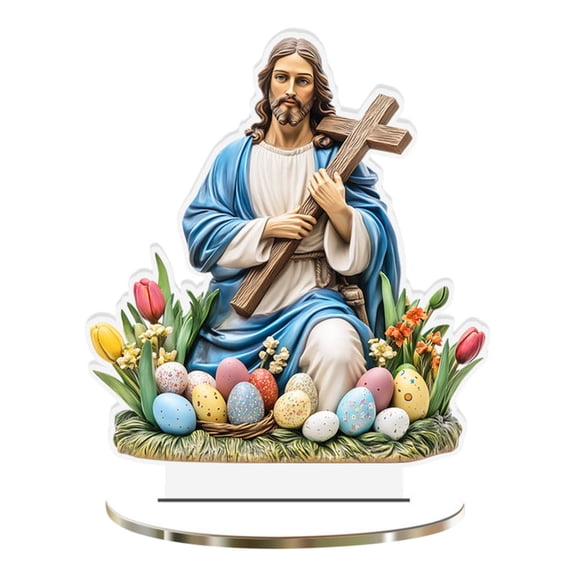 Acrylic Easter Bunny & Eggs Display Stand - Crystal Clear Tabletop Decoration for Spring Holiday, Shelf, or Mantle Centerpiece