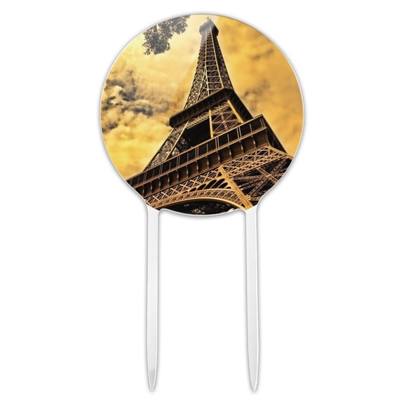 Acrylic Eiffel Tower Paris Vintage Cake Topper Party Decoration for Wedding Anniversary Birthday Graduation