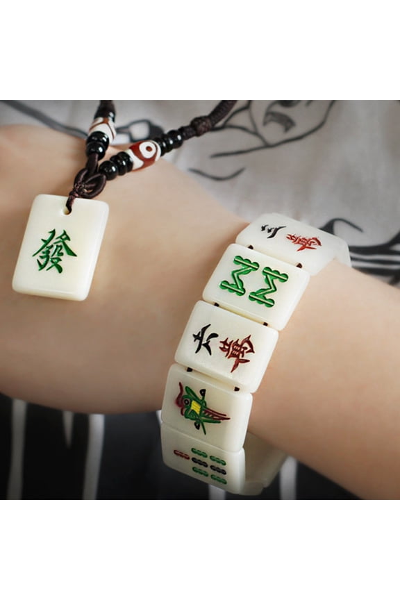 Acrylic Elastic String Mahjong Bracelet