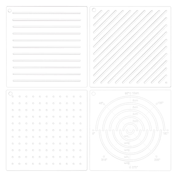 Acrylic Embroidery Tool Drawing Line Template Round 119.5x119.5x2.5~3mm 4pcs/set