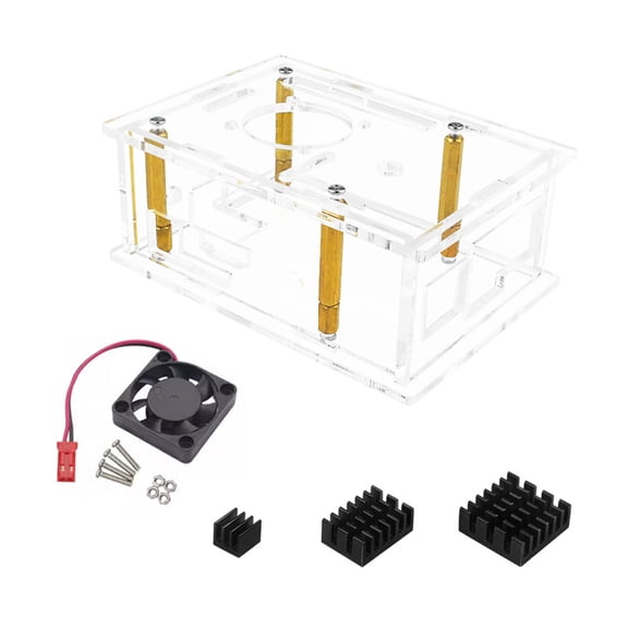 Acrylic Enclosure Box Cooling Fan for 3B Development Board Case Outer Shells with Cooling Fan Heat Sink