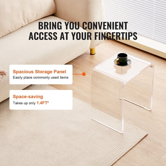 Acrylic End Table,C-Shaped Lucite Side Table,Clear Acrylic Side Table for Drink,Food,Snack used in Living Room,Bedroom,and Study