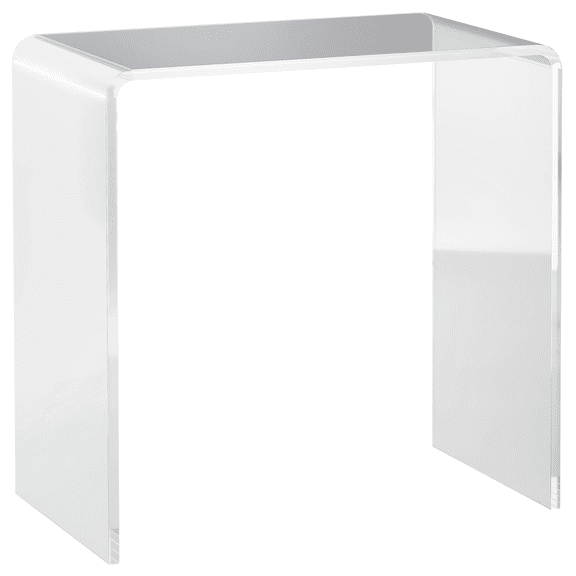 Acrylic End Table, Clear Waterfall Side Table with Storage, 21x12x21", Modern Living Room Small Space Table