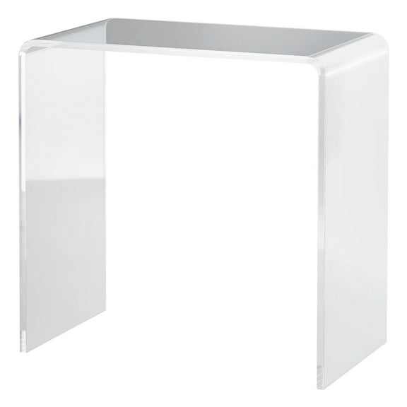 Acrylic End Table, Waterfall Side Table - Clear Modern Small Coffee Table with Storage, 21"x12"x21", Rounded Edges