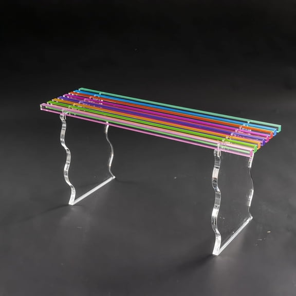 Acrylic Entryway Rainbow , 35.4 Inch End Bed  for Living Room, Acrylic Stool Indoor Shoe Benches for Home Decor