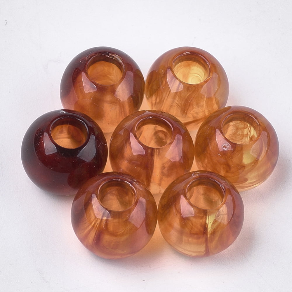 Acrylic European Beads Imitation Gemstone style Large Hole Beads Rondelle Sandy Brown 10x8mm Hole: 5mm about 1350pcs/500g
