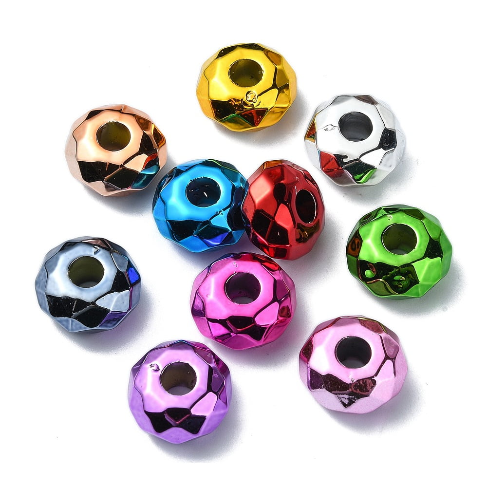 Acrylic European Beads Large Hole Beads Faceted Mixed color 15x8mm Hole: 4.7mm