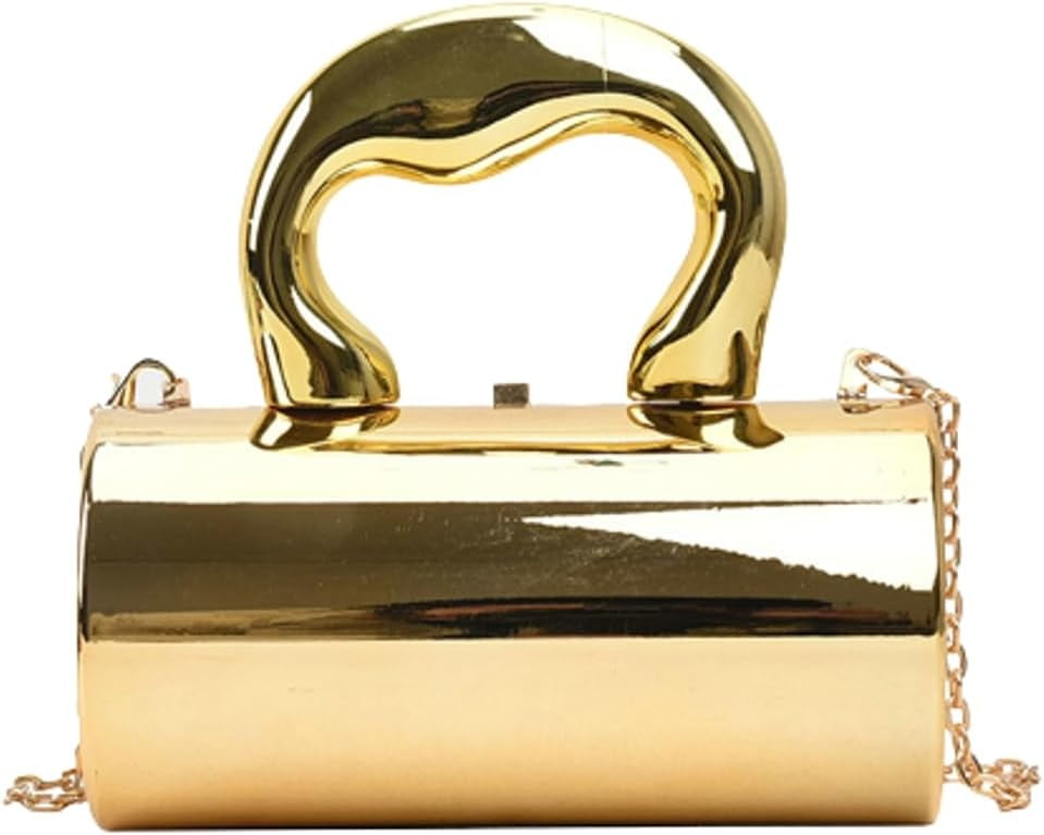 Acrylic Evening Clutch Women Chic Metal Purses Shiny Barrel Shaped Handbag Crossbody Bag for Wedding Parties 2024 Walmart