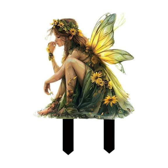 Acrylic Fairy Garden Stakes - 2D Elf & Butterfly Decorations for Outdoor/Indoor Plants, Bohemian Style Yard Ornaments for Pots, Lawn & Garden Displays
