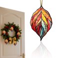 thumbnail image 1 of Acrylic Fall Leaf Suncatcher Ornament, Stained Glass Style Autumn Foliage Decor with Gold Hanging String, for Window, Tree and Thanksgiving Home Decor, 1 of 4