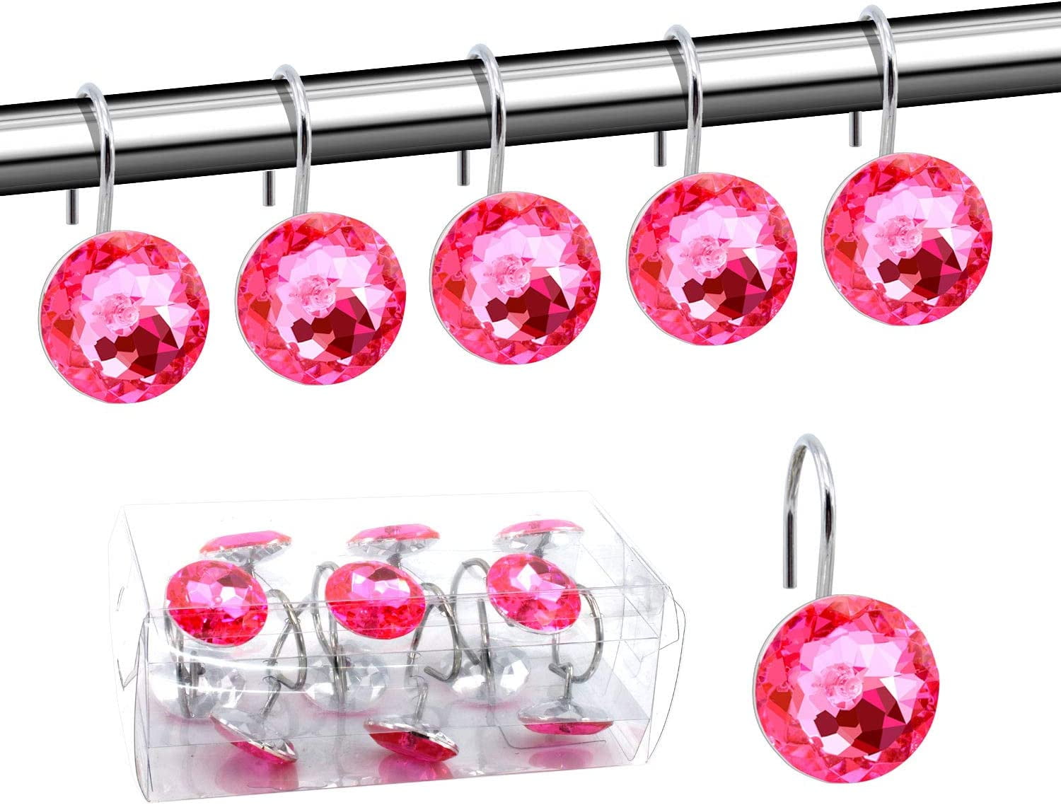 Acrylic Fashion Decorative Home Rolling Shower Curtain Hooks ...
