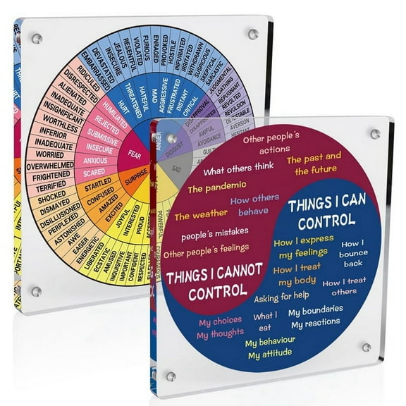 Acrylic Feelings Wheel & Needs Wheels Emotions Wheel Mental Health Tool for Home/Office/School Education Supplies