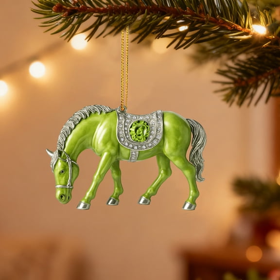 Acrylic Festive Christmas Ornament - 2D Flat Horse Hanging Pendant, Lightweight Easy to Hang for Home Tree Family Gatherings Holiday Party Durable, A