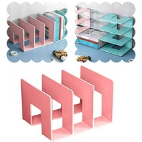 Acrylic File Holder,Clear File Organizer for Desk,Acrylic Magazine Holder Desk Organizer Workspace Sorters,Clear Bookend File Sorter Holder,Folder Rack,Organization Storage 9.61x5.28x5.12",Pink