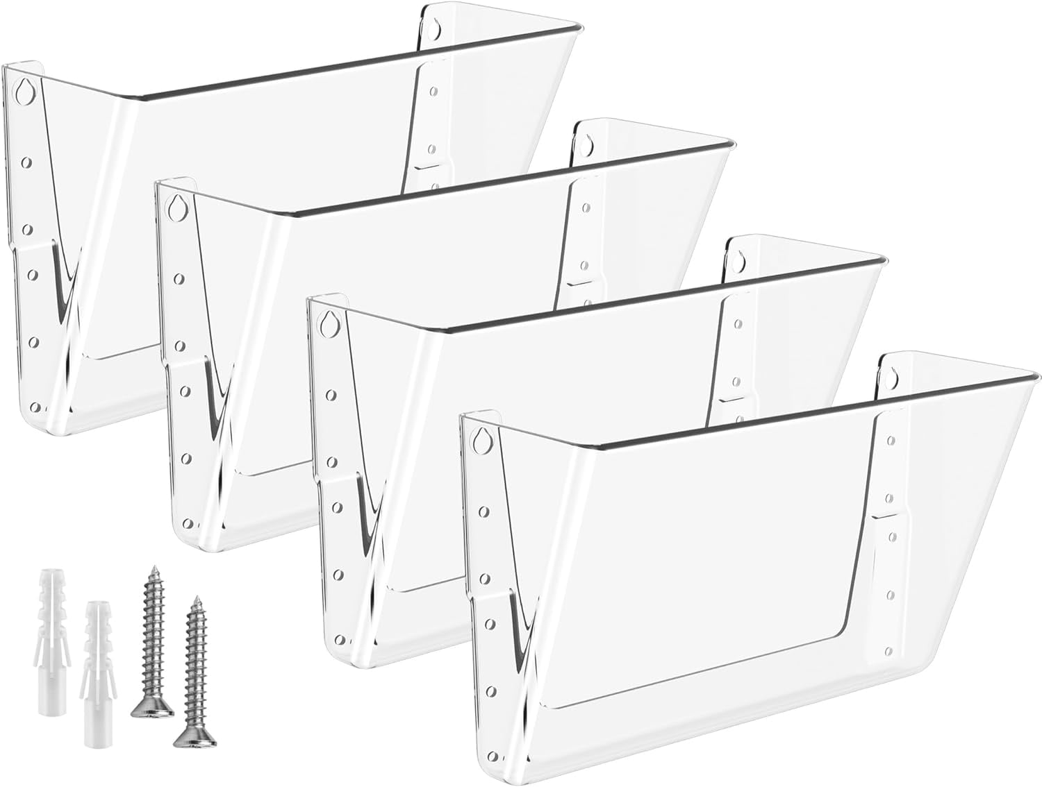 Acrylic Wall File Organizer 4 Pockets, Clear Wall Mounted File Holder ...