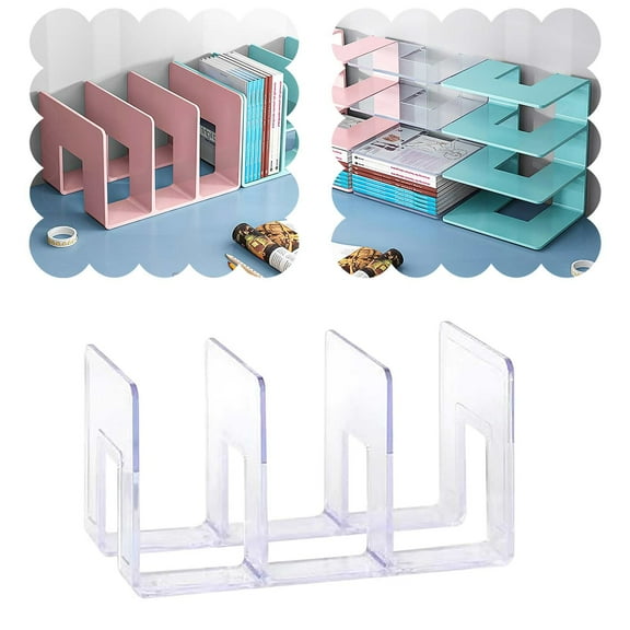 Acrylic File Organizer For Desk Desktop Document/Mail Organizer 3 Compartments Plastics Bookshelf Floating Office cabinet