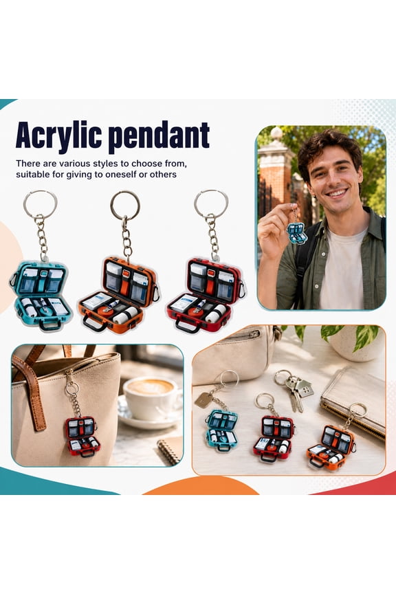 Acrylic First Aid Kit Keychain Bag Charm Backpack Pendant Decorative Gift (1 PC)