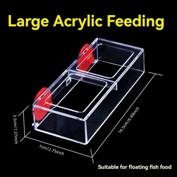 KSY Aquatics Acrylic Double Dish Fish Feeding Ring, Aquarium Floating Food Feeder with 2 Suction Cups (6.5 inch)