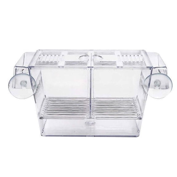 Acrylic Fish Tank Breeding Box with Suction Cups, Clear Aquarium Isolation Hatching Incubator for Guppy Betta Shrimp Fry, Small