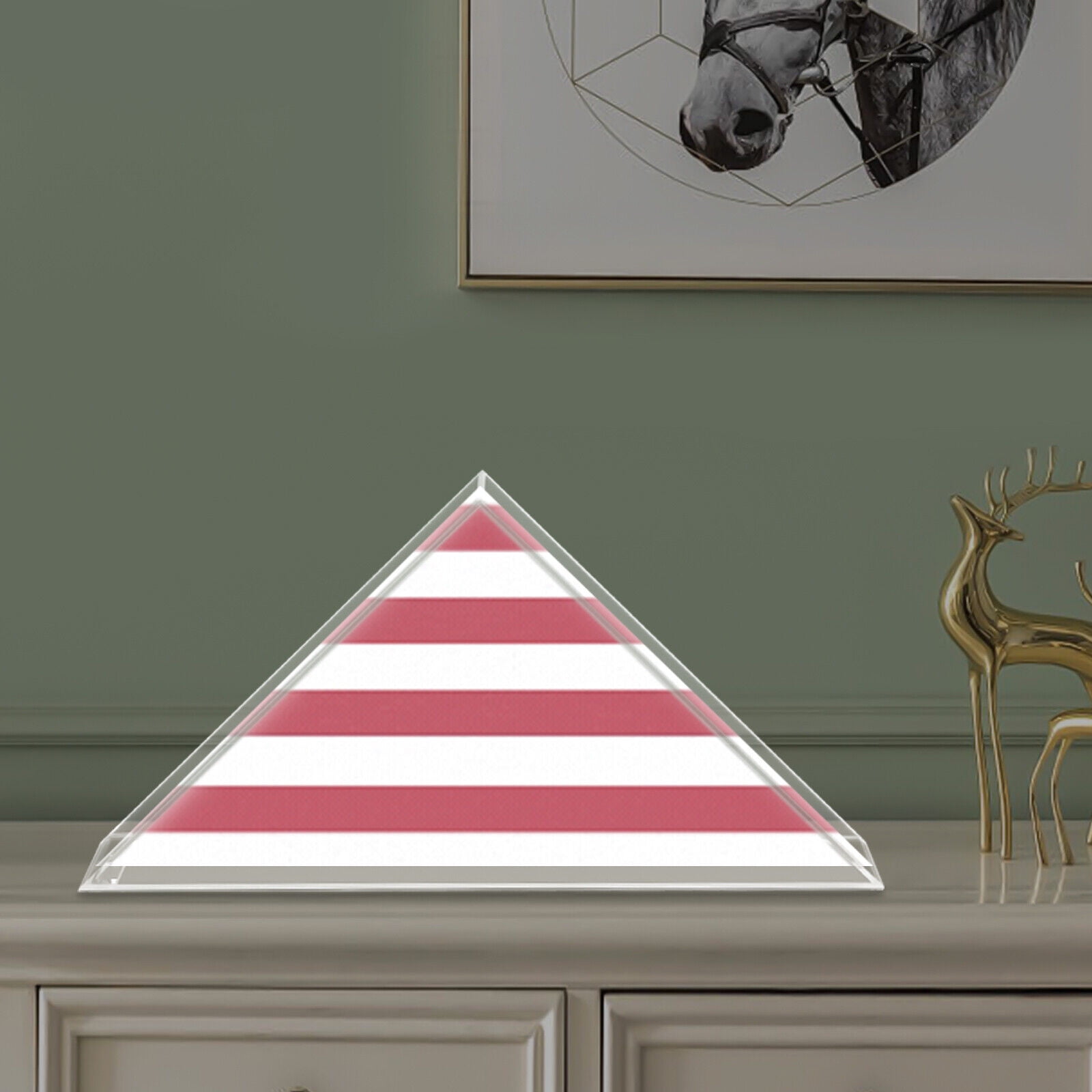 Triangle Flag Box Acrylic Flag Display Box with Magnetic Bottom Triangular Design for 5x9 ...