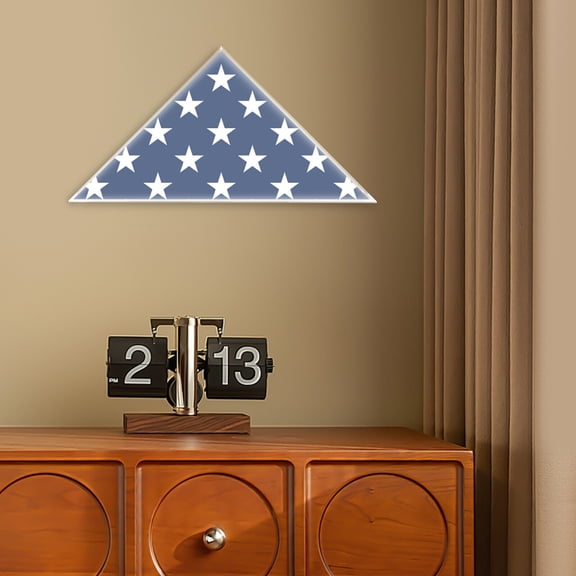 Acrylic Flag Display Box with Magnetic Bottom Triangular Design for 5x9.5" Flags, Dust-Proof, Space-Saving Flag Case Ready-to-Use & Wall-Mountable for Military and Veteran Displ