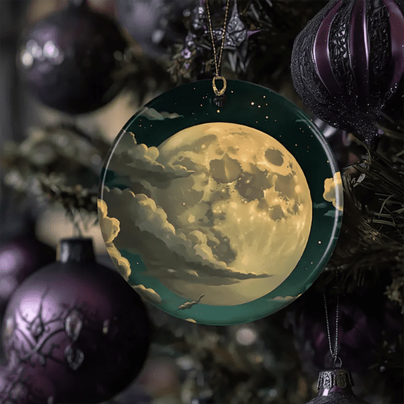 Acrylic Flat Ornament,Milky White Full Moon Design,3mm Thick Acrylic Decor,With Smooth Edge Lightweight Hanging Ornament For Home Wall Decor Living Room Mantel