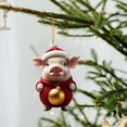 thumbnail image 1 of Acrylic Flat Pig Christmas Pendant Ornament Festive Tree Hanging Decoration, Clear Printed Holiday Pig Figurine Pendant for Car Rearview Mirror Decor, Lightweight Decorative Xmas Ornament, 1 of 3