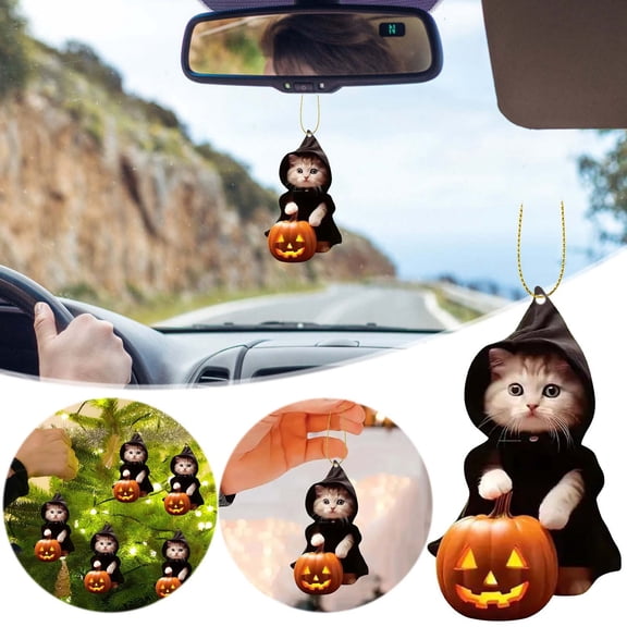 Acrylic Flat Pumpkin Car Decoration - Exquisite 2D Car Pendant with Lightweight and Portable Design, Perfect Gift for Car Enthusiasts and Loved Ones, Multi-Occasion Decor for Bags or Car Interior