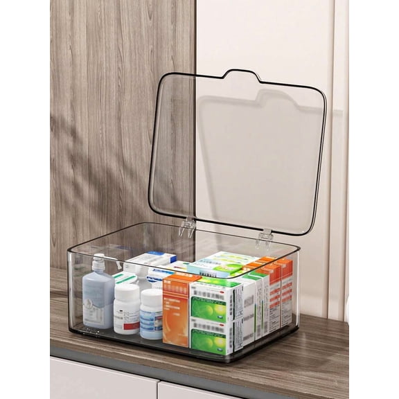 Acrylic Flip-Top Storage Box, Large Capacity Organizer for Jewelry, Cosmetics & Stationery