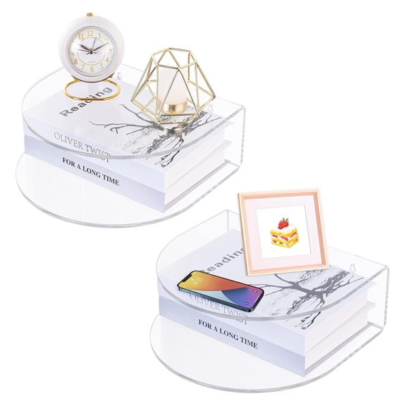 Acrylic Floating Nightstand Set of 2, Clear Wall Mounted Bedside Tables for Bedroom, Hanging Shelf 10.5 Inch Long, 8 lb Capacity, Modern Minimalist Design for Small Space, No Assembly Required